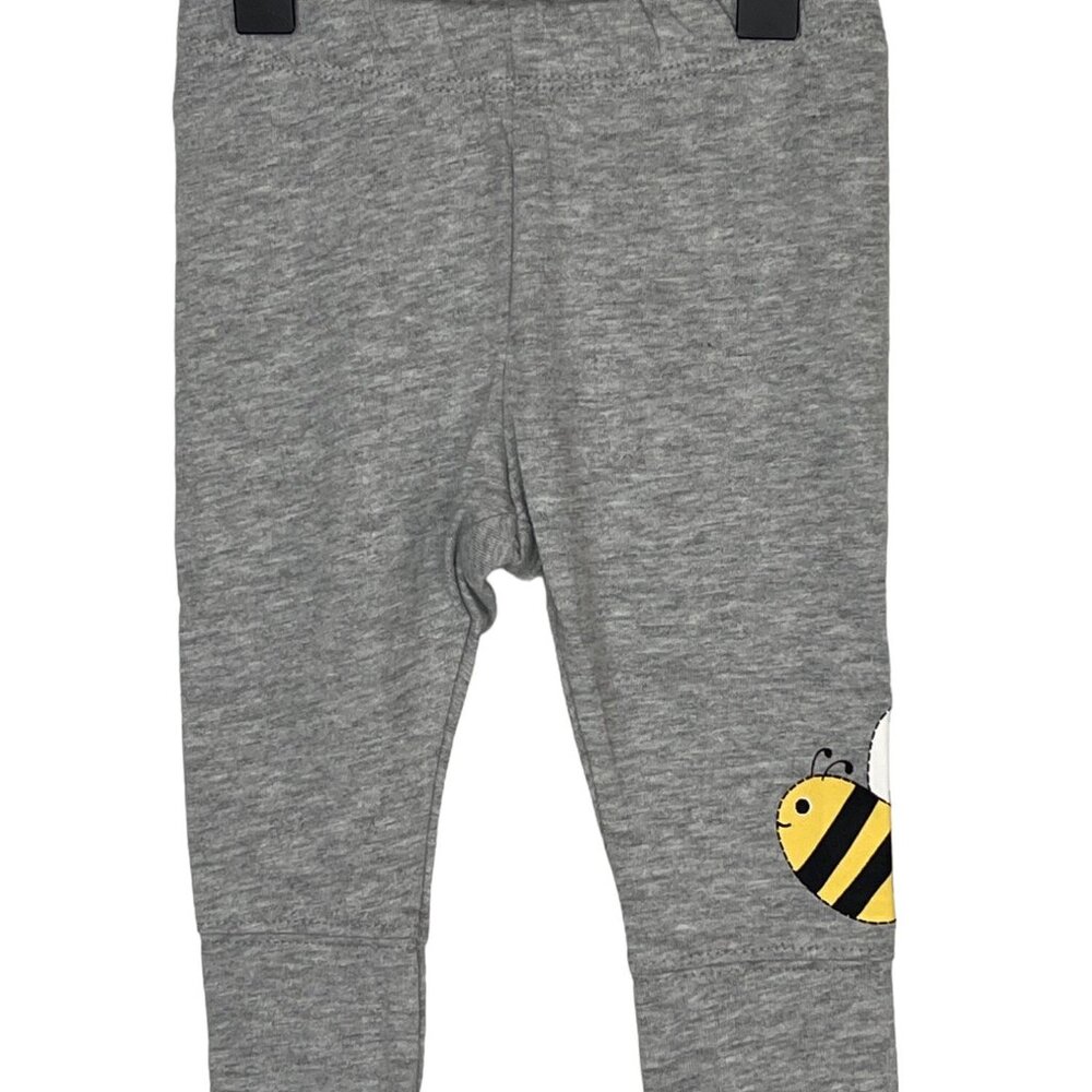 Gymboree Baby Girls Leggings 3-6M Gray Bee Patch Cotton NWT